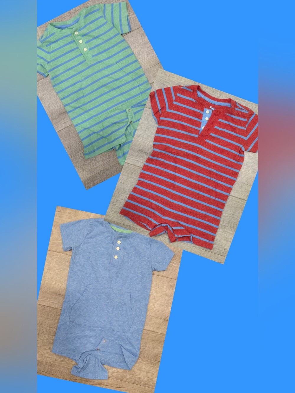 18-24m PRIMARY Short-Sleeve Henley Romper - Bundle